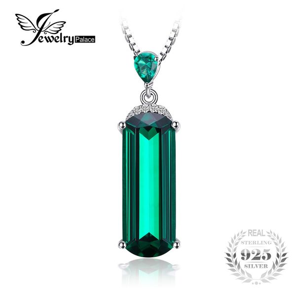 

jewelrypalace fancy cut 4.4ct created green emerald pendant for women 925 sterling silver fine jewelry not include the chain