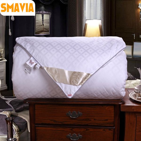 

smavia grid pattern 100% mulberry silk filling comforter with 100% cotton cover blanket for winter/spring quilt accept custom