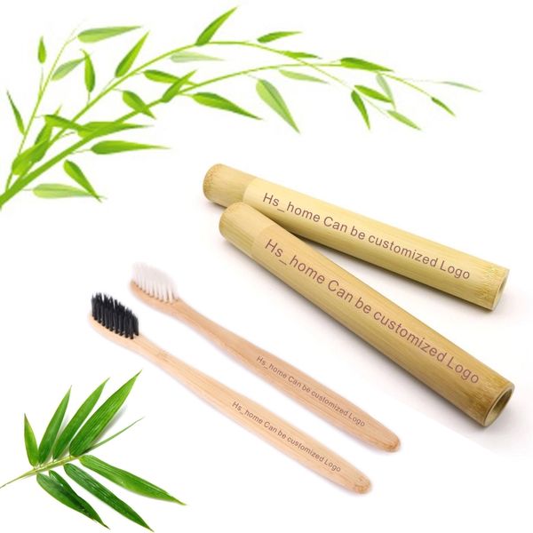 

new bamboo tube packaging natural bamboo toothbrush antibacterial anti-mildew customizable logo design packaging box and paste fnsku