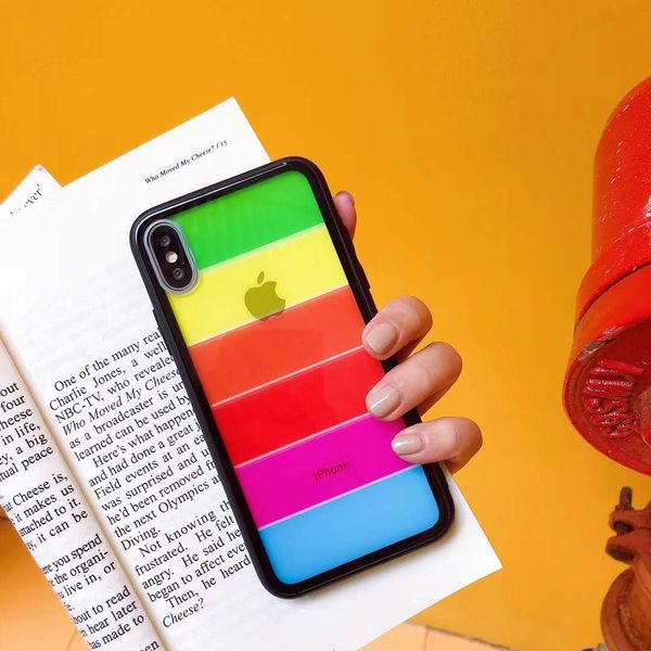

2018 global hits for iphone 6s case rainbow color design for goophone x designer phone case tempered glass phone cover