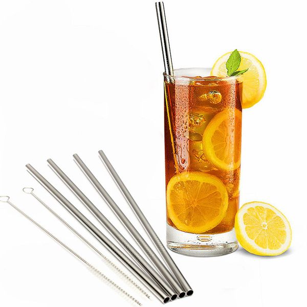 

10.5 9.5 8.5 inch straight and bend stainless steel straw cleaning brush reusable barware tool