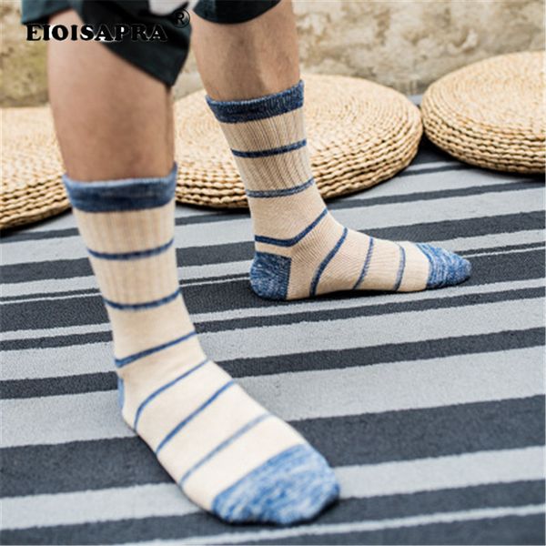 

eioisapra] мужчины носки ретро этнические носки полоса комфортно теплая зима лодыжки harajuku теплая шерсть платье или мужчины подарок, Black