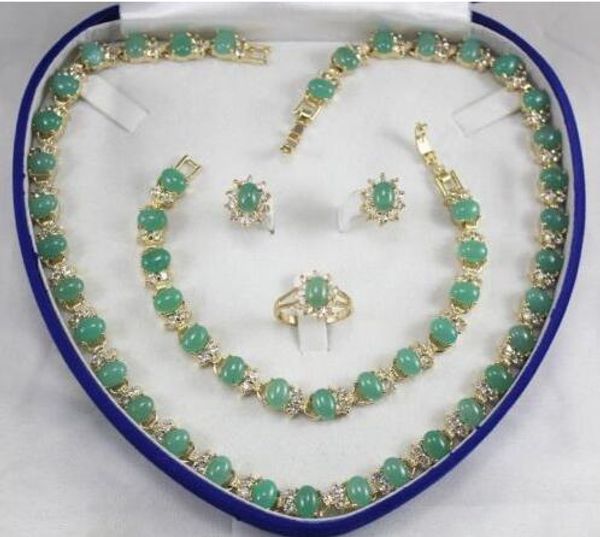 

natural jade gift necklaces bracelets earring jewelry sets with box, Black