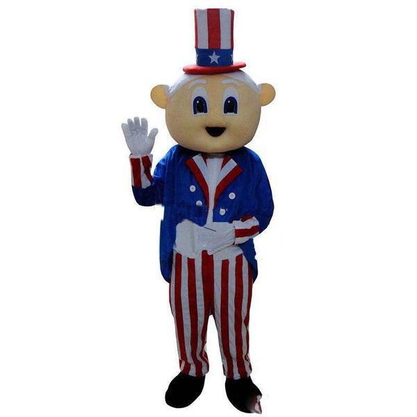 

2018 factory direct sale size american old man magician mascot costume ing, Red;yellow