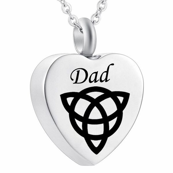

celtic stainless steel heart shape oma cremation urn necklace locket pendant ash jewelry for men women, Silver