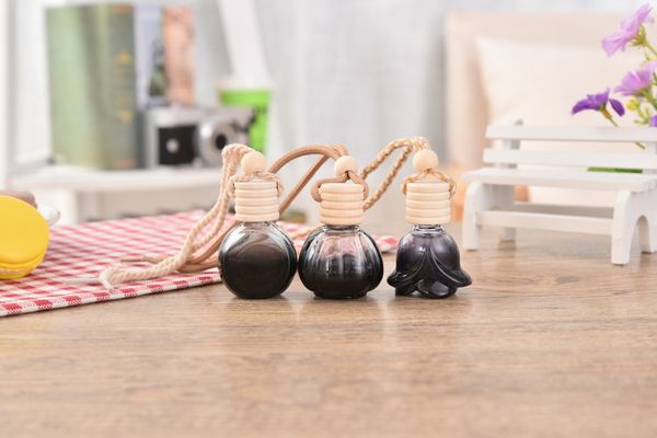 

car perfume bottles for essential oils air freshener black glass empty hanging perfume bottles car decoration 10ml in stocks
