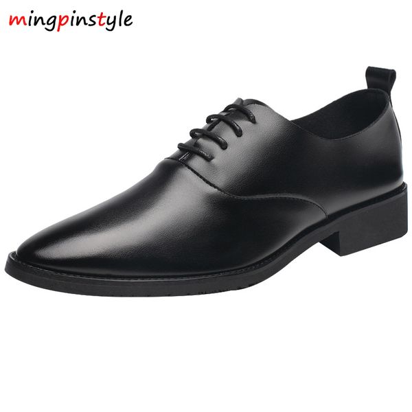 

british fashion men dress shoes men's lace-up breathable comfort business casual shoes formal black men leather size 37-45