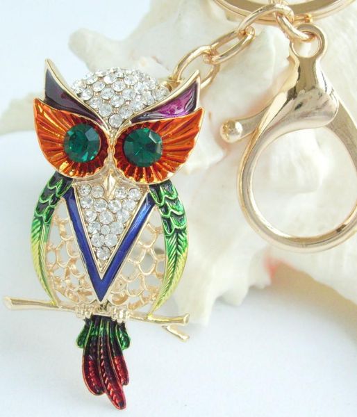 

unique animal owl keychain pendant clear austrian crystal kbr12201c1, Silver