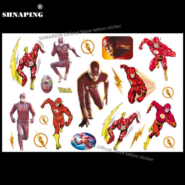 

shnapign the flash superhero child temporary tattoo body art flash tattoo stickers 17*10cm waterproof car styling fake sticker