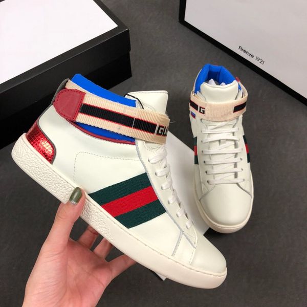 

with og box mens designer luxury shoes casual high cut white women sneakers embroidery bee tiger dog on the side