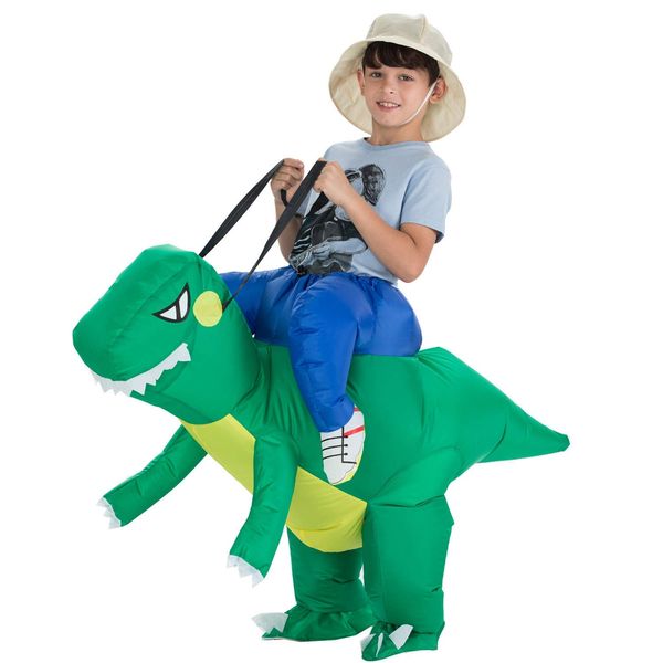 

children inflatable green dinosaur costumes for halloween christmas fancy party dress prom carnival costumes suit, Black;red