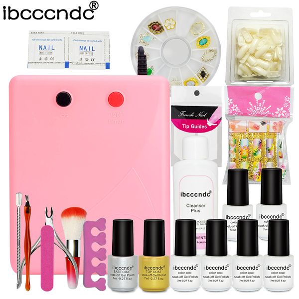 

nail art set 36w uv lamp 6 color 7mluv led nail tools gel varnish soak off gel base lacquer nails remover manicure tools