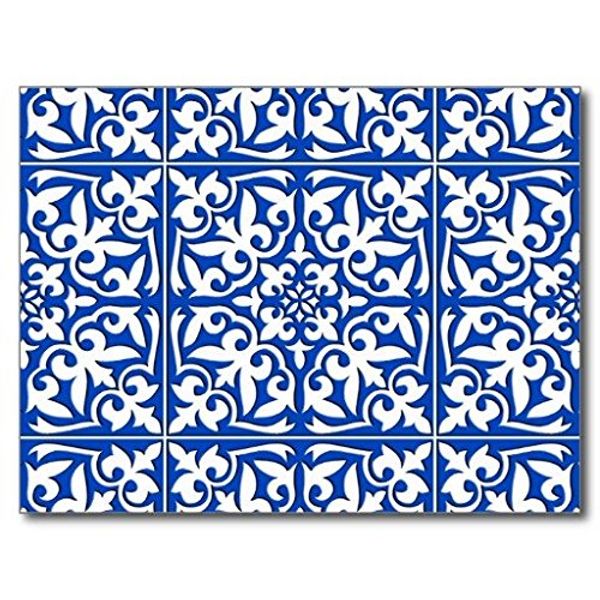 

ailovyo moroccan tile cobalt blue and white non-slip entry way outdoor indoor decor rug doormats, 23.6-inch x 15.7-inch