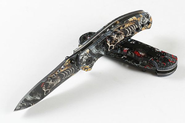 Chegada Nova Handle bonito desenho tático faca dobrável 44C Gota Ponto de lâmina de aço EDC Canivetes Presente Xmas Faca 3D