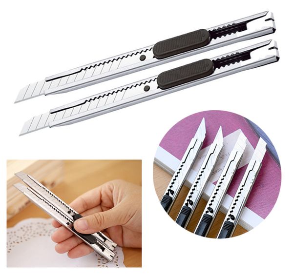 

Free DHL Stainless Steel Metal Art Paper Cutter Cutting Letter Opener Retractable Blade 2 Styles Blade Slide Snap Off Knife D725L
