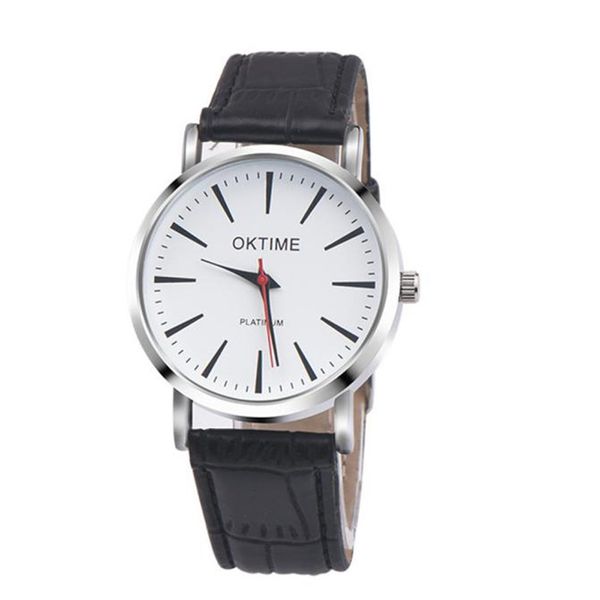 

oktine men pu leather watches 2018 simple printing analog quartz vogue fashion neutral table wrist watch relogio feminin a80, Slivery;brown