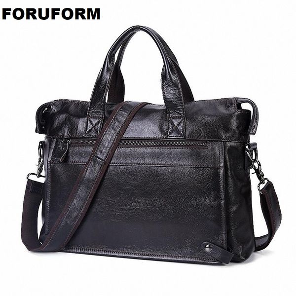 

guarantee 100% genuine leather briefcase men bag 14 inch lapsoft cowhide messenger bag handbag business shoulder li-2312