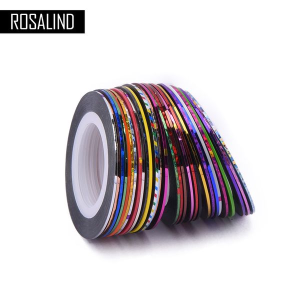 

rosalind 30pcs/lot mixed colors rolls striping tape line smooth surface nail art decoration sticker diy nail tips glitter, Black