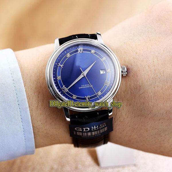 

high-quality luxry de ville 424.23.40.20.58.001 blue dial miyota 8215 automatic mens watch 316l steel case leather strap 06, Slivery;brown