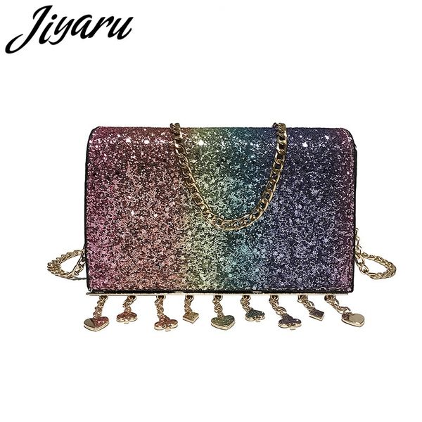 

2018 new ladies crossbody bags female shoulder bags girls sequined messenger flap cover handbags women's tassel handbags