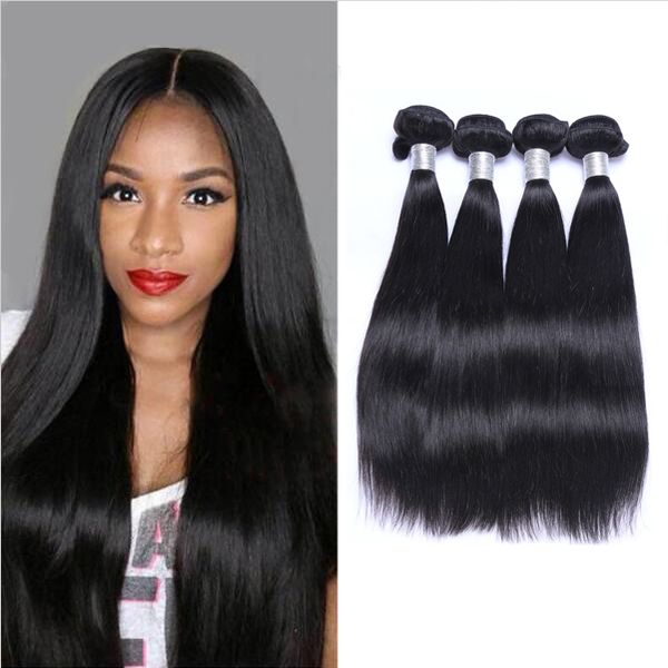 

indian straight hair weaves 4 bundles full head 100% unprocessed virgin remy human hair weaves extensions natural black color