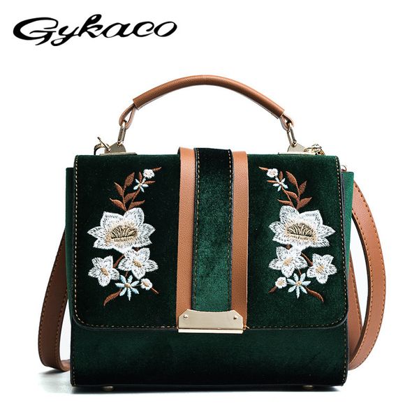 

new classical velvet shoulder bag women winter handbags small crossbody bag floral embroidery lady messenger bags