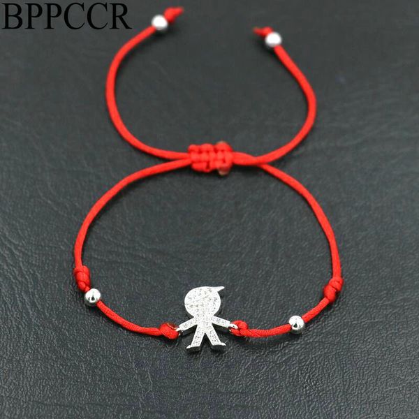 

bppccr silver color micro cz boys girls lovely bracelets for men women red thread rope string lucky lovers bracelet couple, Golden;silver