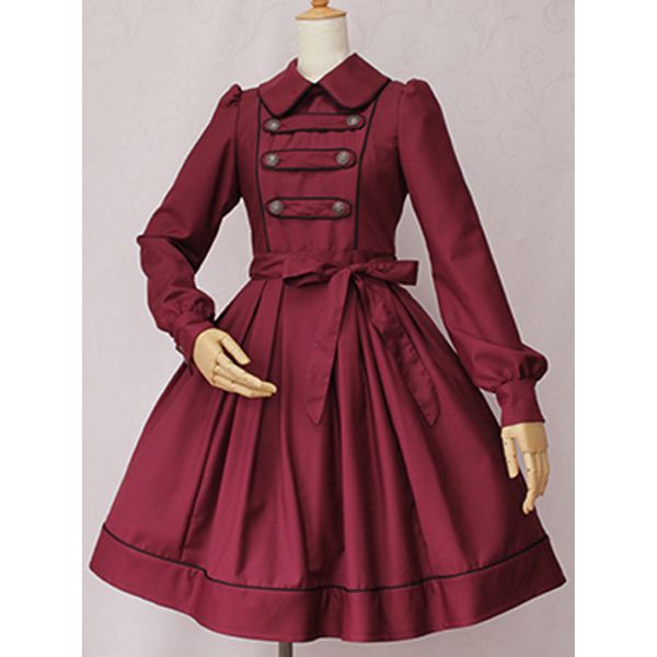 

cosplay gothic vintage lolita fairy tale deep blue princess, Black;red