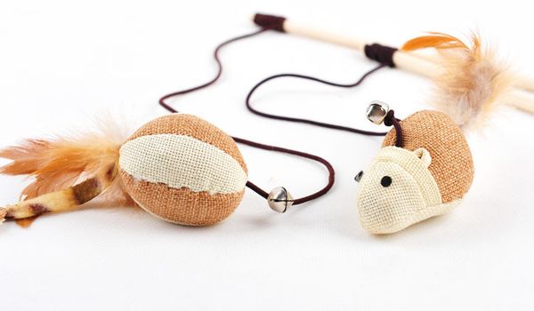 

wholesale-lovely funny cat plush chew two bells monsters with toys juguetes design pet cute kitten little playing puppy new toys evfqx