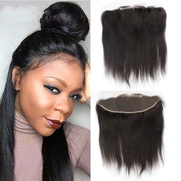 

ear to ear lace frontal closure 13x4 with baby hair brazilian straight virgin human hair extensions, Black;brown