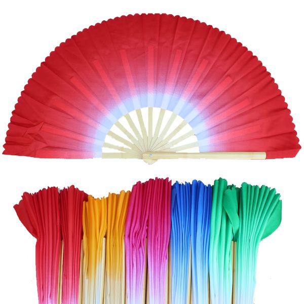 

transition color folding bamboo tai chi double hand fan,tai chi martial arts kung fu fan dance mulan training acting wooden fans