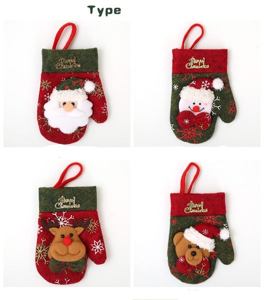 

beauty 2pcs christmas decor gloves sequins kitchen tableware holder pocket cutlery bag