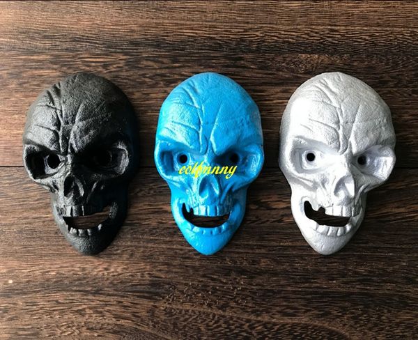 

20pcs/lot fast shipping antique cast iron skull wall mount bottle opener hang wall beer bottle opener
