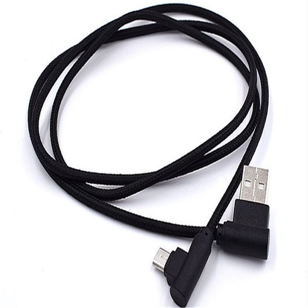 Ângulo direito TIPO C Micro USB trançado cabo 2A carregamento rápido Charger Cord 1M 2M 3M 90 graus Curva conector do fio Para Samsung Smartphone