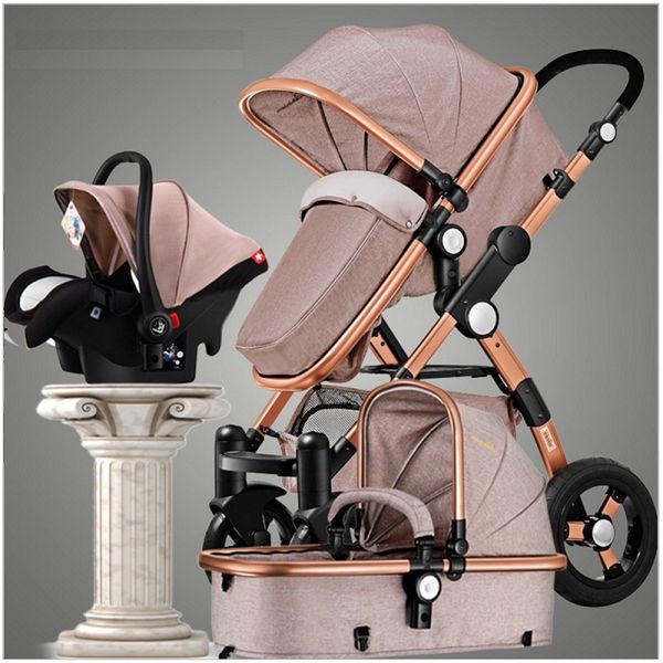 

2018 new de ign luxury baby troller 3 in 1 high view pram folding baby pram car eat