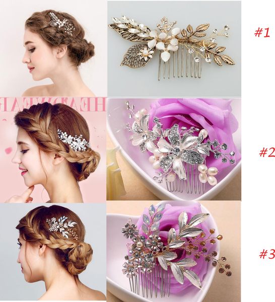 

new arrival 3 styles wedding hair combs for bridal crystals pearls bridal hair comb headpieces, Silver