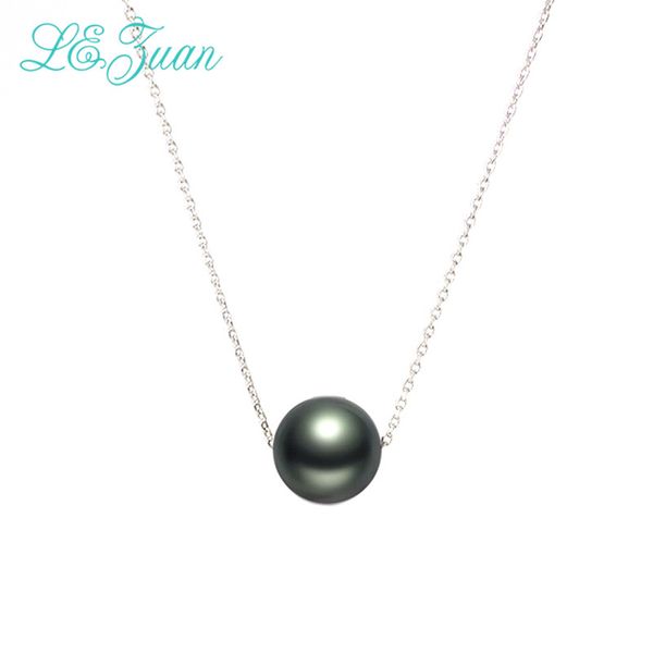 

l&zuan dark green seashell pearl pendant for women round ball slide pendants necklace 925 sterling silver jewelry pack wholesale