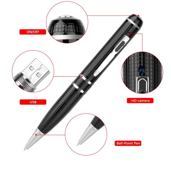 

high definition 2k pen camera 16gb 32gb h2.64 hdmi output mini pen audio video recorder portable pen dvr support motion detection, Black;sliver