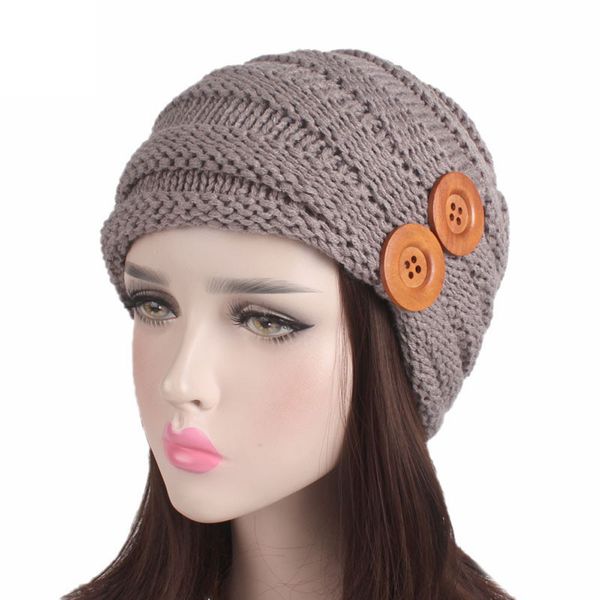

women ladies cap winter warm crochet knitting hat turban brim pile beanie new sale female hat colorful autumn cap, Blue;gray