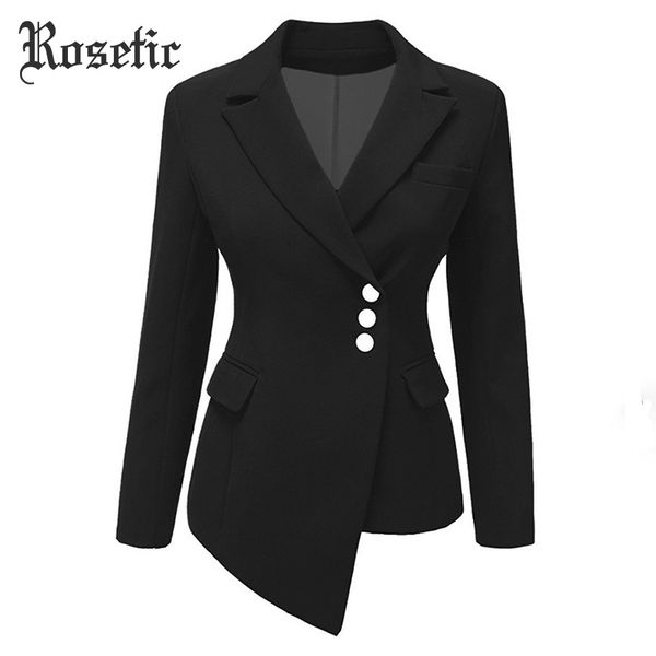 

rosetic gothic women blazer women plus size black blazer mujer blazers and jackets 2018 slim short suit coat, White;black