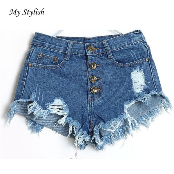 

1pc women shorts 2018 new fashion women retro vintage high waist jeans hole short jeans denim shorts ec 15, White;black