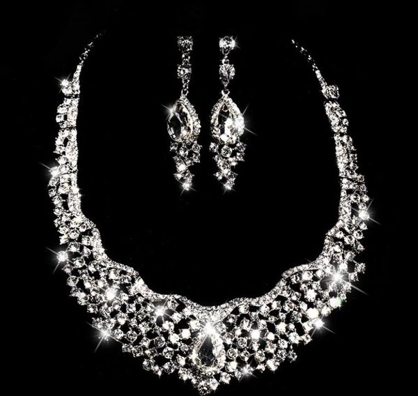 

new bridal accessories, bridal set, diamond drill chain necklace two piece set, Silver