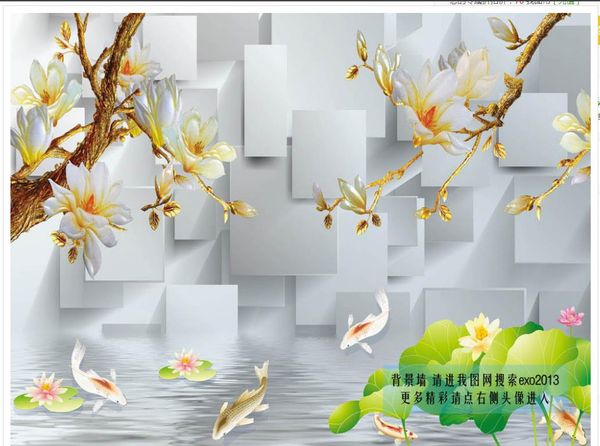 

3d wallpaper mural decor p backdrop original 3d magnolia lotus squid tv background wall home decor living room wall covering