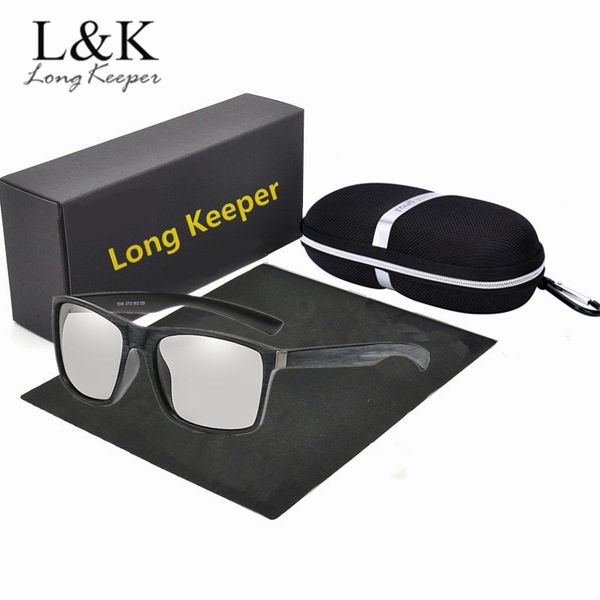 

pchromic sunglasses polarized driving men women chameleon wood grain glasses frame day and night goggles with box case, White;black