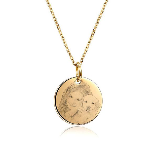 Foto-Halskette, individuelles Bild für Mädchen, Schmuck, Edelstahl-Scheiben-Charm, leere Gold-Halskette für Frauen, Brautjungfern-Geschenk, Hundekette