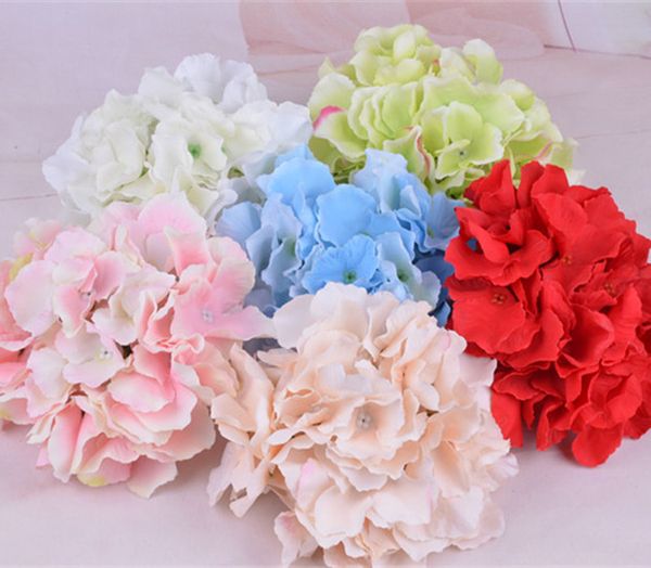 Hydrangea artificial Cabeças de flor de seda festa de casamento decoração de casa 16 cm diy chapéu de parede cocar flor falsa multi cores