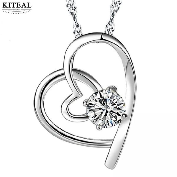 

kiteal gift goddess necklaces & pendants zircon heart pendant valentine's day gift perfume women joias, Silver