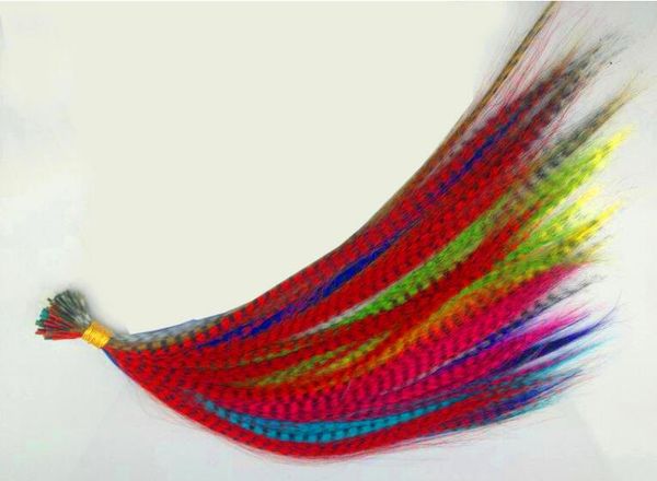 

wholesale 1000pcs 16inch 12colors available straight grizzly feather hair extensions heat resistant hairpiece with beads and hooks, Black