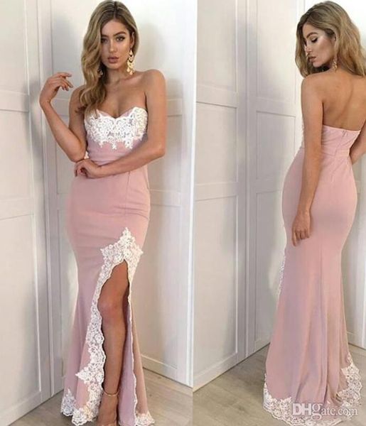 

2018 new arrival appliques prom dresses sweetheart side slit long evening dress women formal party gowns custom made, Black