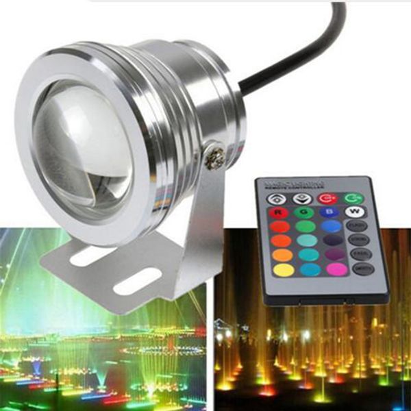 IP65 10W RGB Luz de inundação subaquática LED Luzes de inundação Piscina Exterior Luz de Inundação À Prova de água iluminação redonda 12V 85-265V lentes convexas